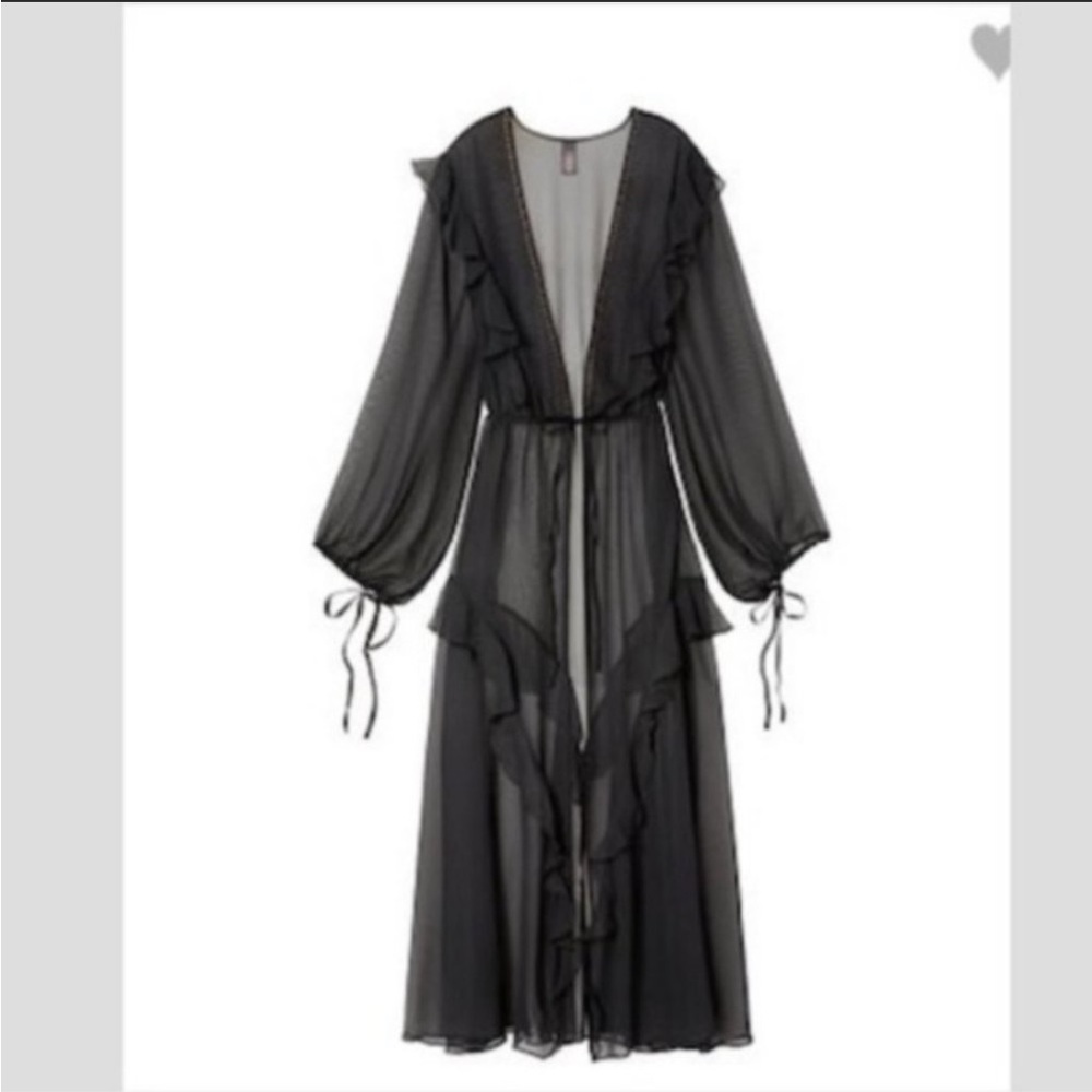 XS/S Vs Victoria’s Secret Very sexy Ruffled Sheer Beach cover kimono maxi Dress